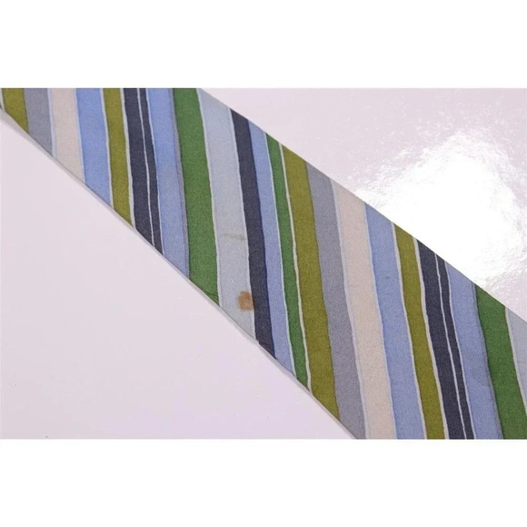 Salvatore Ferragamo Blue-Green Striped Silk Necktie Tie - Picture 7 of 8